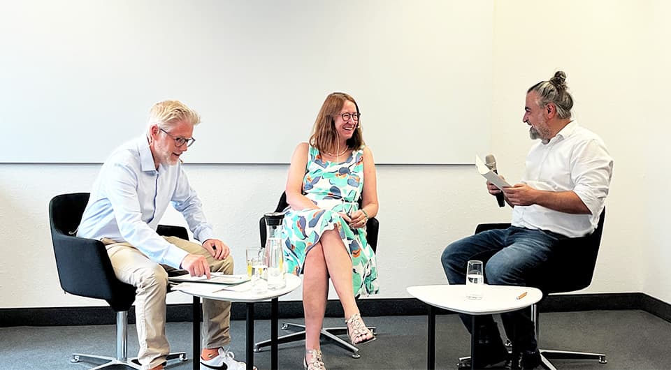 Ulrike Cress und Tobias Keber im Gespräch mit dem Moderator des Podcasts