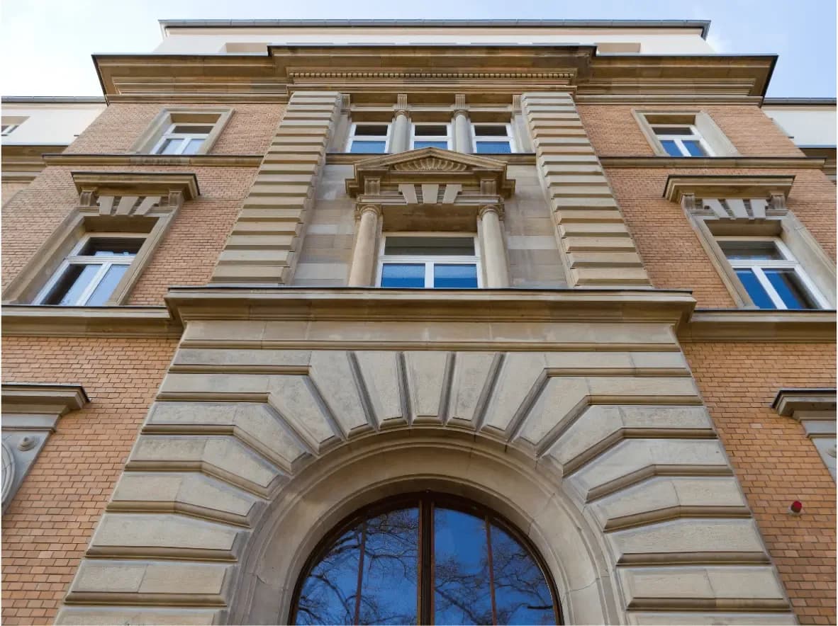 The entrance to the IWM building from the outside